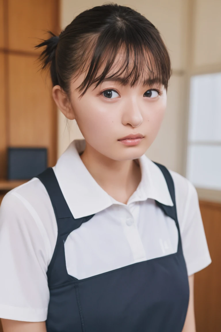 (Highest quality:1.4),(masterpiece:1.4),(Realistic:1.4),(Realistic:1.2),(超High resolution, RAW Photos:1.4),(High resolution, Ultra-detailed:1.2),(8K:1.2),Movie Photos,a photo of a dark-haired,One girl,alone,Wearing school uniform,((Japanese Classroom))、((Upper Body:1.3))