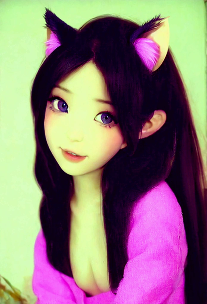 "Good morning, dear Sister Amanda," he greets, his eyes inadvertently lingering on the playful cuteness of her catgirl outfit, the design subtly revealing her youthful innocence. She looks up, a gesture that accentuates her high cheekbones and the allure of her bright, innocent eyes. "Oh, this old thing?" she chuckles, her cheeks flushing slightly, oblivious to the charm and seductiveness her attire exudes. The shallow depth of field softens the background, focusing on her vibrant personality and the intricate details of her adorable cat ears and tail. The entire scene is a captivating blend of youthful innocence and subconscious Artful and aesthetically pleasing Ero-style photograph captures a teenage girl bathing in a secluded stream, transforming the scene into a masterpiece of erotic art. Her cascading dark waves of hair flow naturally, enhancing the overall sensuality of the image. Her eyes, filled with a mischievous spark, are half-lidded, hinting at the exhilaration and anticipation that lies ahead. The depth of field is shallow, keeping the focus solely on her, establishing a sense of intimacy and isolation. The subtle blush on her cheeks and the goosebumps on her arms add to the image's realism, making it a truly award
