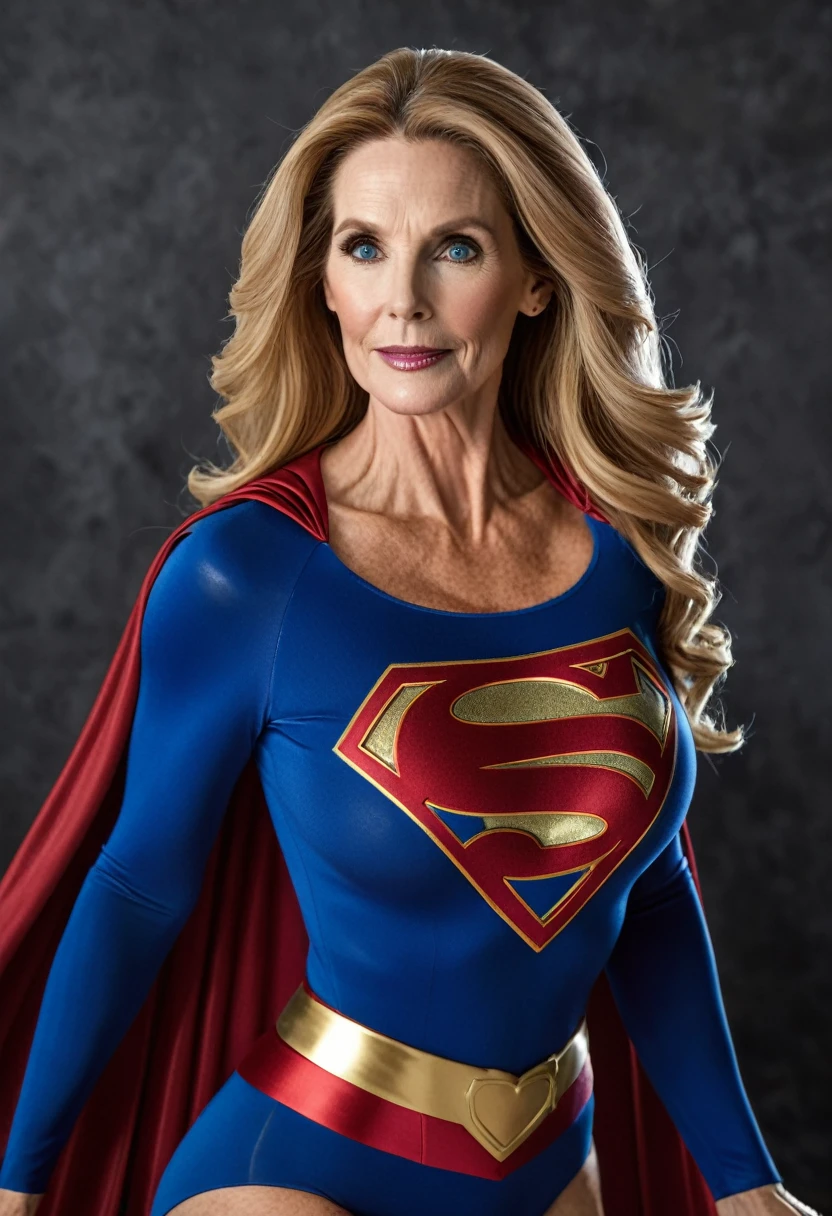 Sexy super old Julie Hagerty Supergirl; HD. Photograph, ((realism)), extremely high quality RAW photograph, ultra detailed photograph, sharp focus, high resolution, (detailed skin:1,3),high quality, film grain, Fujifilm XT3,Highly Detailed, movie, (Cinematic Photo:1.3) of (Realistic:1.3), by John Byrne