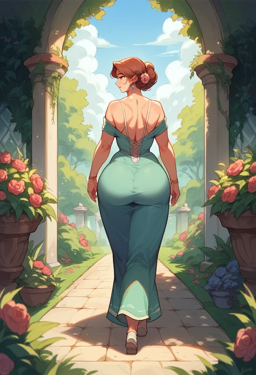 Lovely face,adult,Coquettish,mature,simple outfit,walking in the garden,big ass,big tits,elegance