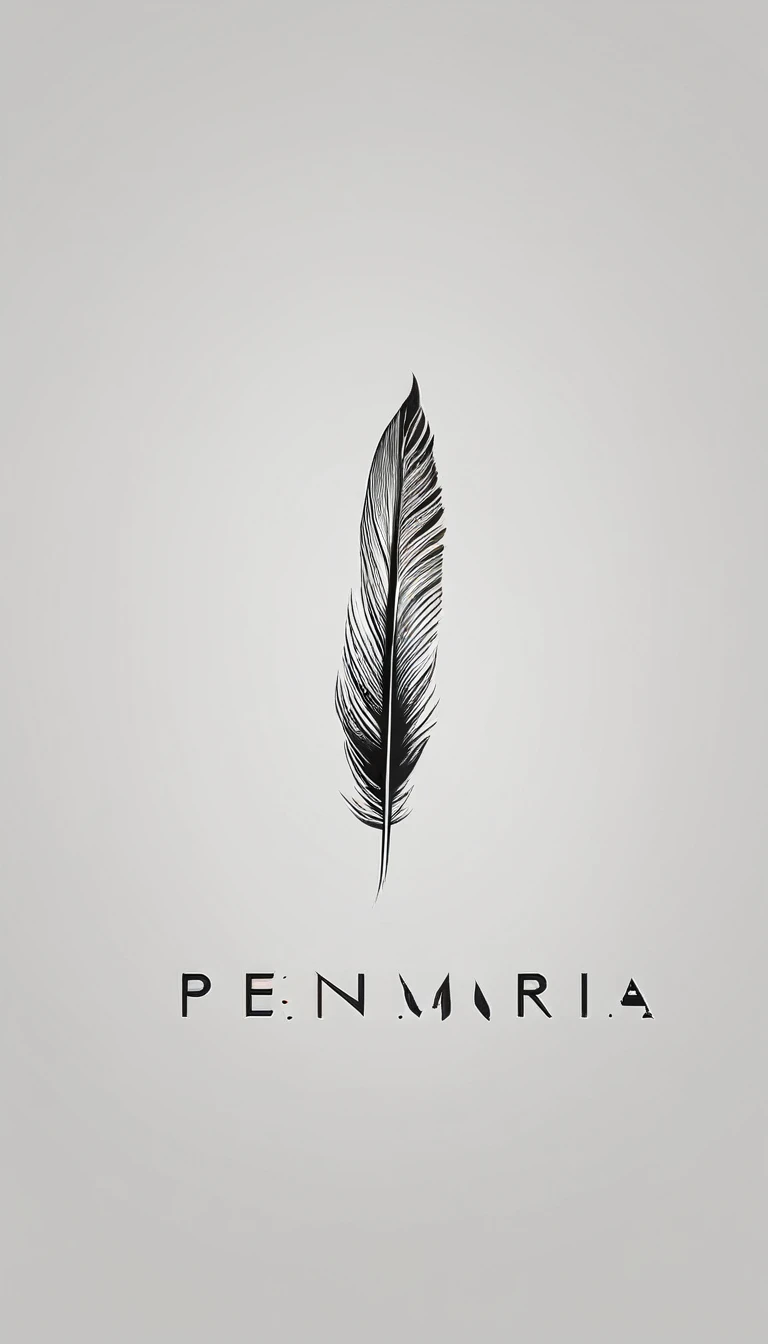 A minimal, modern, simple, cinematic logo design for the brand “Penamemoria". Create a modern, minimalistic, high-quality, masterpiece, fantastic, poetic feather that symbolizes dreams and stories.