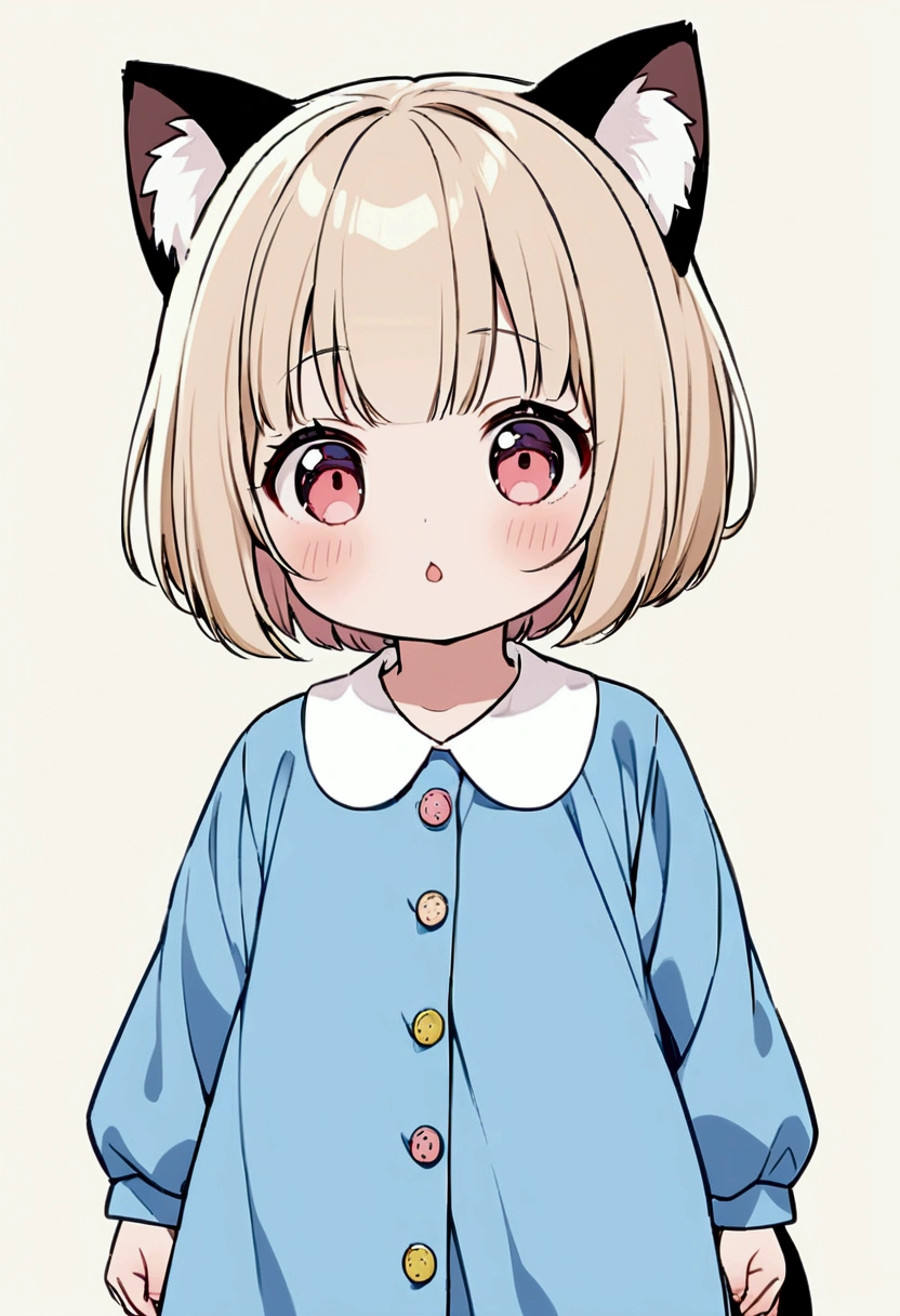 cute、、Short Bob、Kindergarten clothes、Cat ear、Hair color is beige