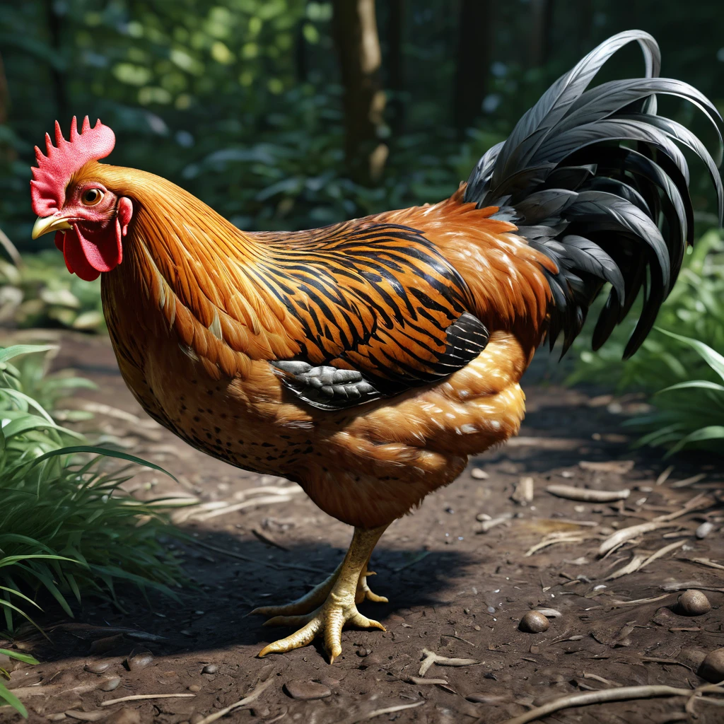 Forest chicken（best quality，4K，8K，High level，masterpiece：1.2），Ultra Detailed，（lifelike，Photo real，Photo real：1.37），Highly detailed animals