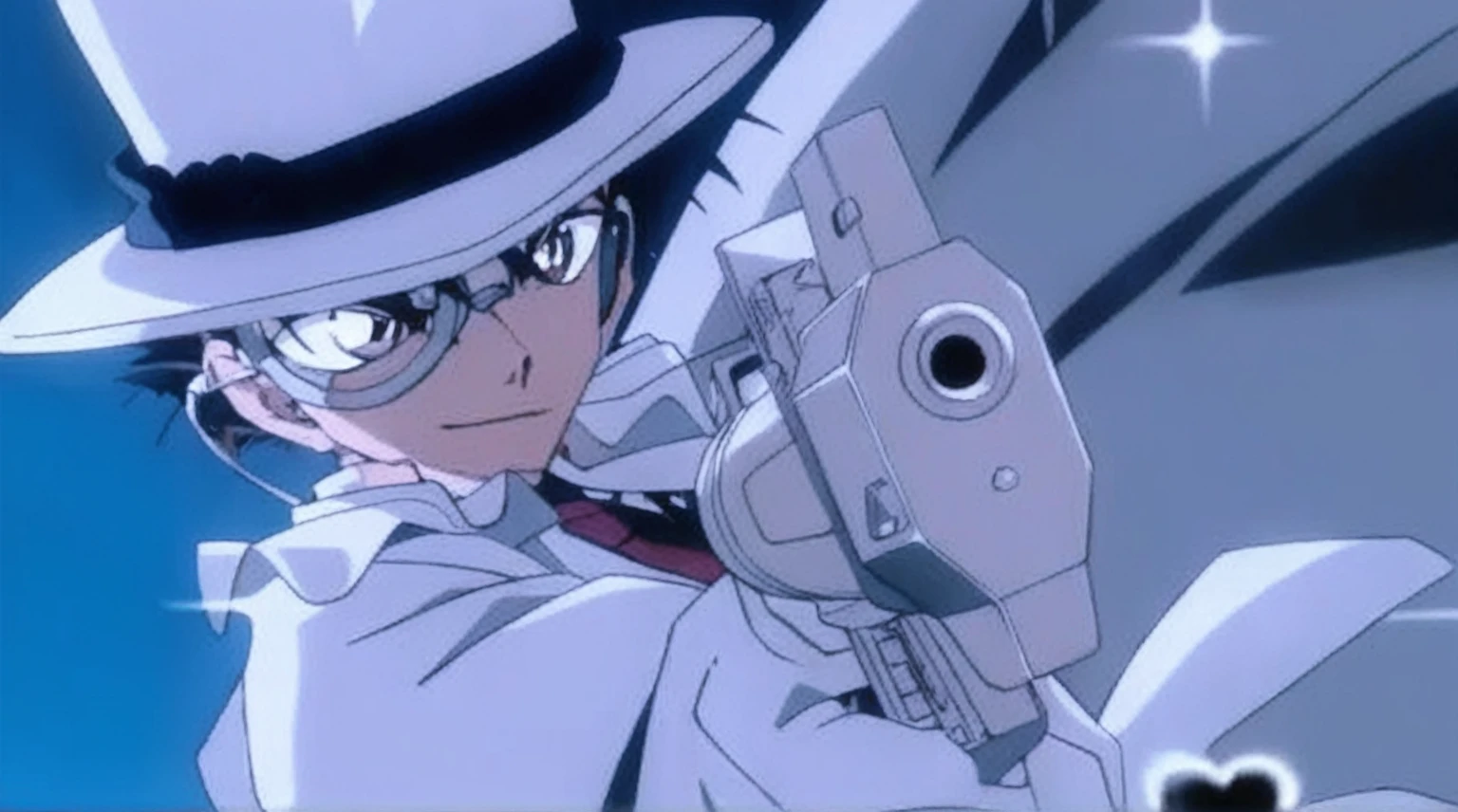 Holding a gun、帽子をかぶったanimeキャラクター, Katekyo Hitman Reborn, ガイナックスanimeスタイル, トリガーanimeアートスタイル, animeショット, カウボーイビバップanimeスタイル, animeスタイル”, anime 機関銃射撃, Gungrave, シャープで高品質なanime, anime, yukio - e, akiyuki shinbou, anime 弾丸 VFX