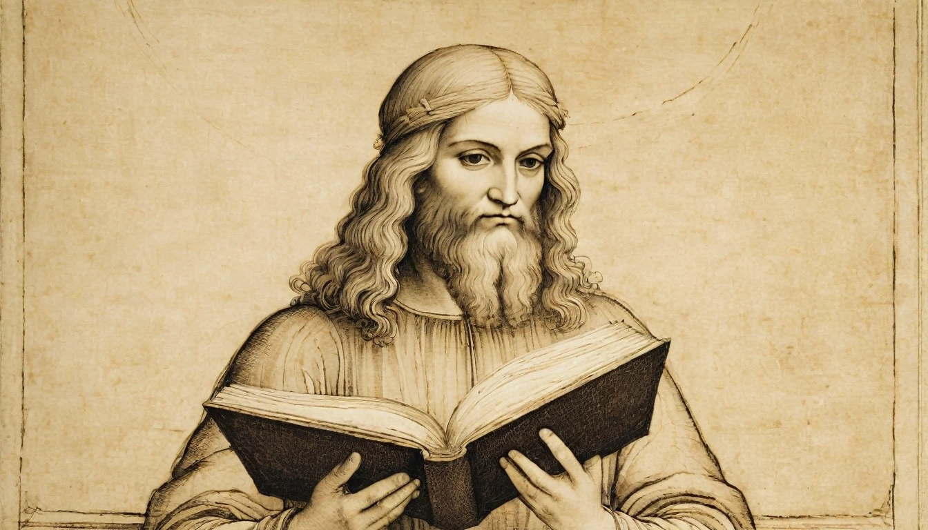 Young leonardo da vinci, reading