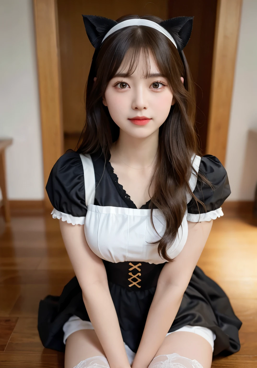 What's the big deal ，丰满的Cat ears，，livestock，Thigh width，Race，，白色maid outfit，Japanese ladies，Cute maid，Cat ears的女人，Horse harness，Kangjie，Realistically，emphasize，Top quality，masterpiece，1 girl 1 girl，curls，Pale complexion，Cat ears，Cat Eyes，Thick eyebrows，thick lips，Scar on right eye，freckle，，Small waist，Thigh width，Thigh gap，，maid outfit，，，What's the big dealboobediuml breasts，Sweating in the legs，，，best quality，masterpiece，Ultra-high resolution，（Honesty：1 girl.4 pieces），original photo，1 A girl A girl，Mature，，Light，Moody，Innocent，Smile