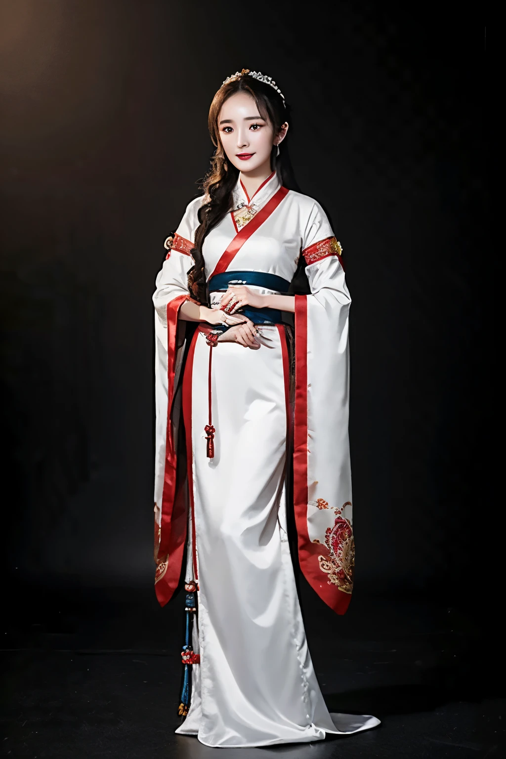 ((best quality)), ((masterpiece)), (detailed), beautiful face, 1girl, full body shot, standing pose, face the camera, hanfu, yang mi