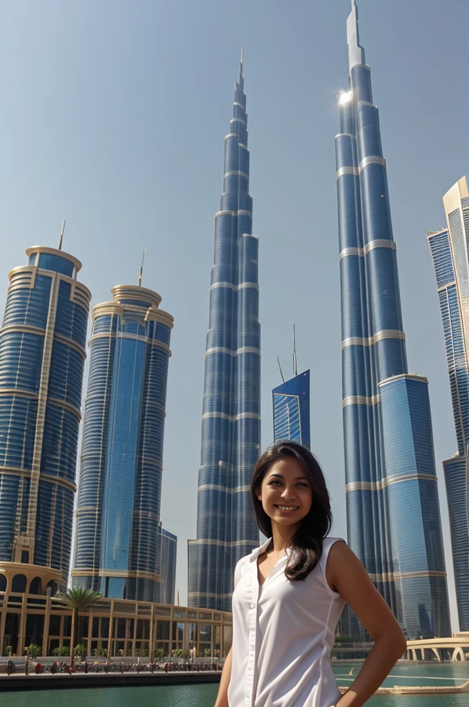 Generate my picture in front of burj khalifa