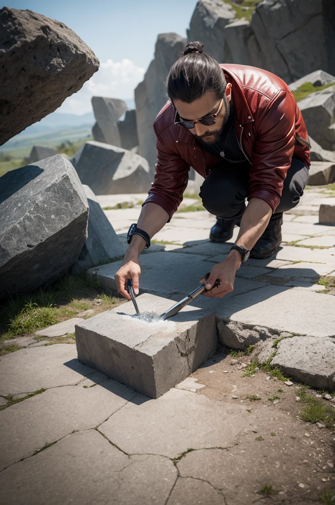 Hammer breaking stone