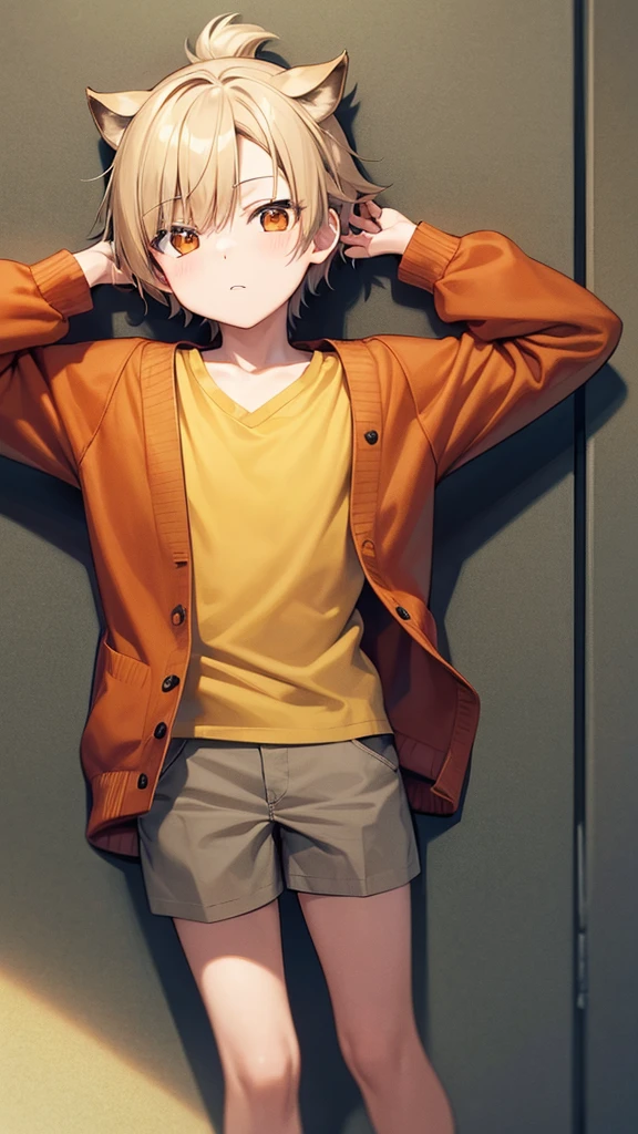  Shota /capybara /Still without a care in the world /There is an orange clip attached to the side of the head. /Orange brown tone /cardigan shirt set