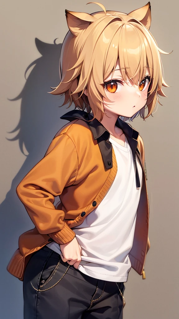  Shota /capybara /Still without a care in the world /There is an orange clip attached to the side of the head. /Orange brown tone /cardigan shirt set