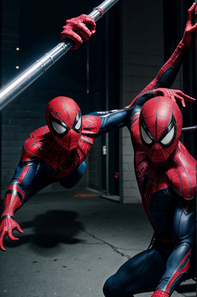 Spiderman vs venom fighting.