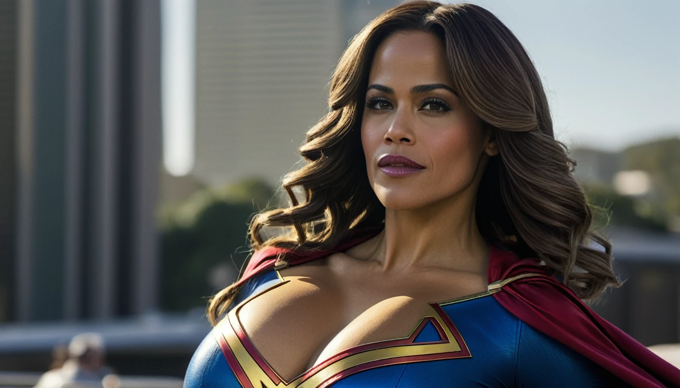 super breasts; Paula Patton Supergirl 1970s DC Comicis costume; ; HD. Photograph, ((realism)), extremely high quality RAW photograph, ultra detailed photograph, sharp focus, high resolution, (detailed skin:1,3),high quality, film grain, Fujifilm XT3,Highly Detailed, movie, (Cinematic Photo:1.3) of (Realistic:1.3). Super breasts.