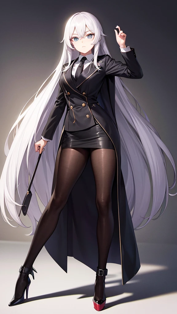 long hair / Stationary face / cool / Queen / Long coat / full high heels