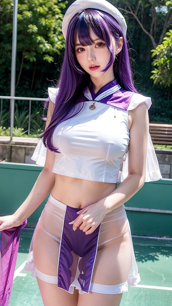 See-through sailor suit、、Transparent nipples、kirt、Badminton court、Pussy line、Purpir