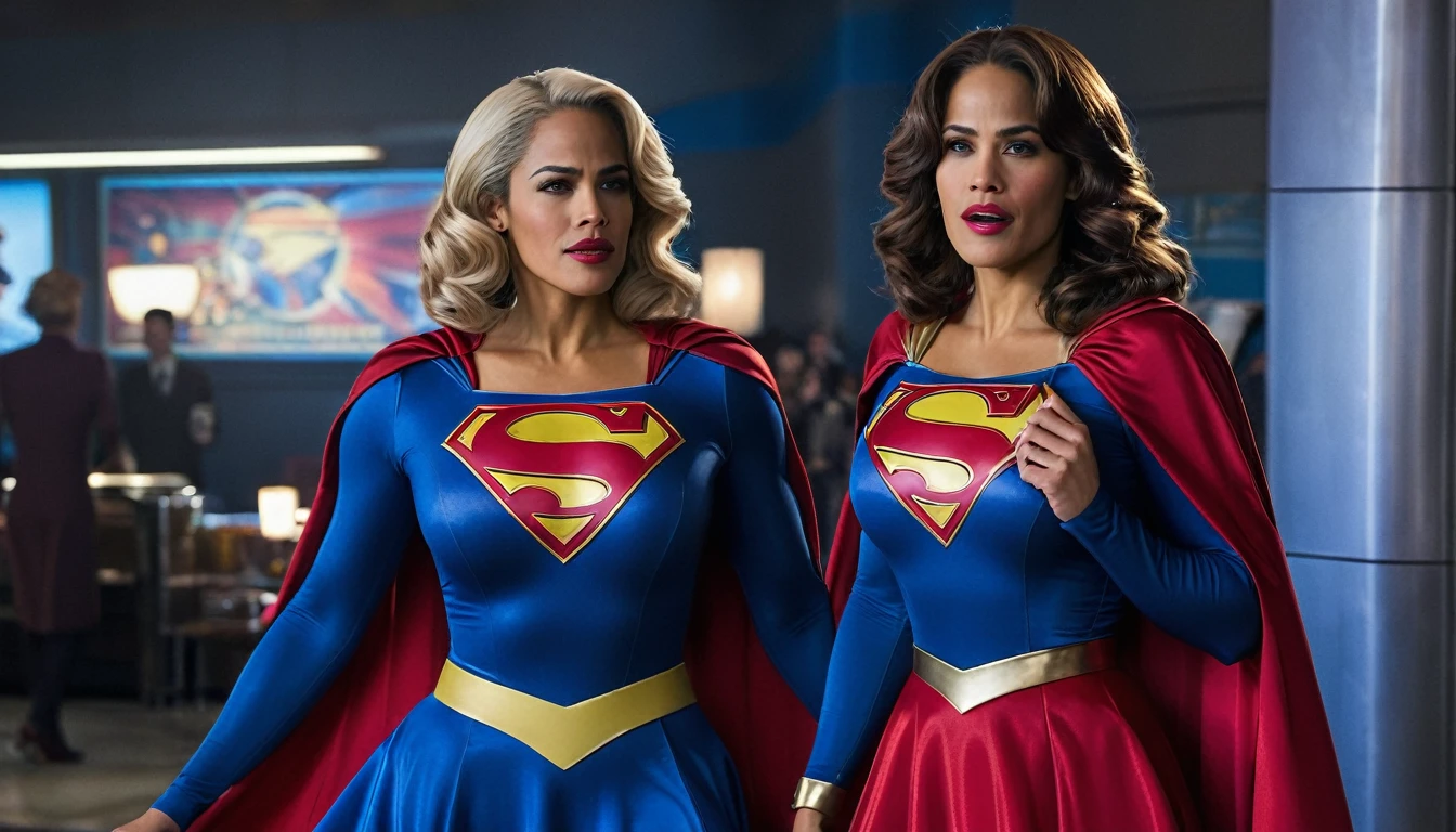 super breasts; Paula Patton Supergirl 1950s DC Comicis costume; ; HD. Photograph, ((realism)), extremely high quality RAW photograph, ultra detailed photograph, sharp focus, high resolution, (detailed skin:1,3),high quality, film grain, Fujifilm XT3,Highly Detailed, movie, (Cinematic Photo:1.3) of (Realistic:1.3). Super breasts.