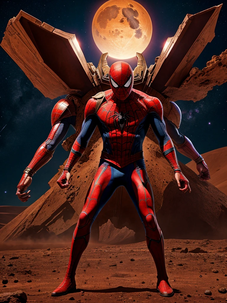 Spiderman fight Thanos in Mars.