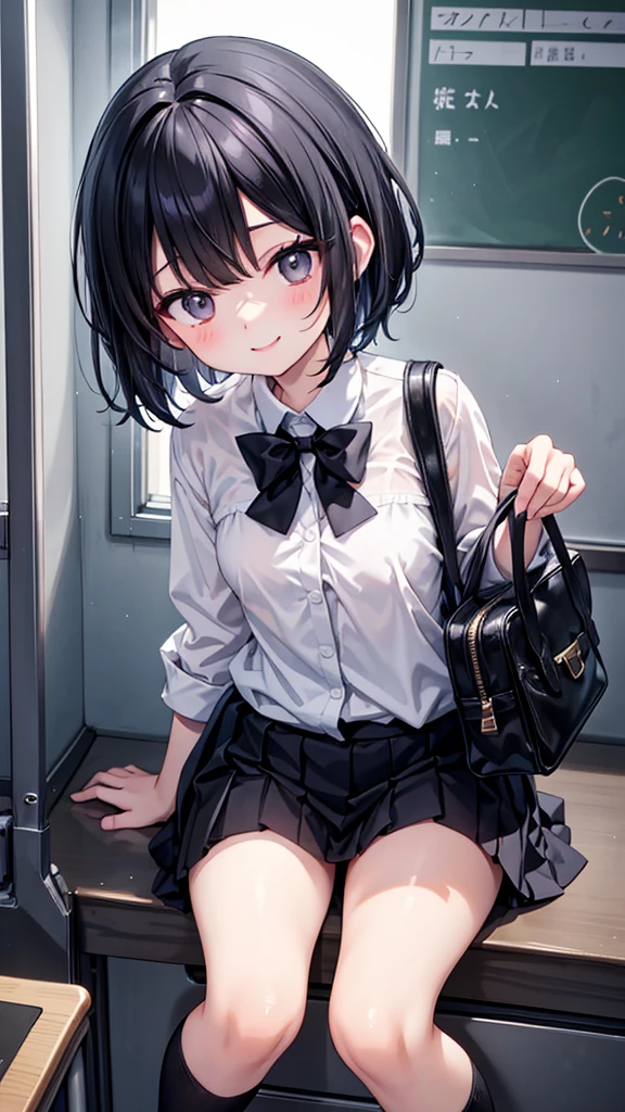 1girl,skiny body,(tiny breasts,breasts out:1.4),droopy eyes、brown eyes、black hair、Medium hair、on the train、sit on the seat、real face、(wide spreaded legs,skirt lift,see through panty,show off your panties:1.4),detailed underwear、detailed face、guilty smile,blush、pov,nsfw