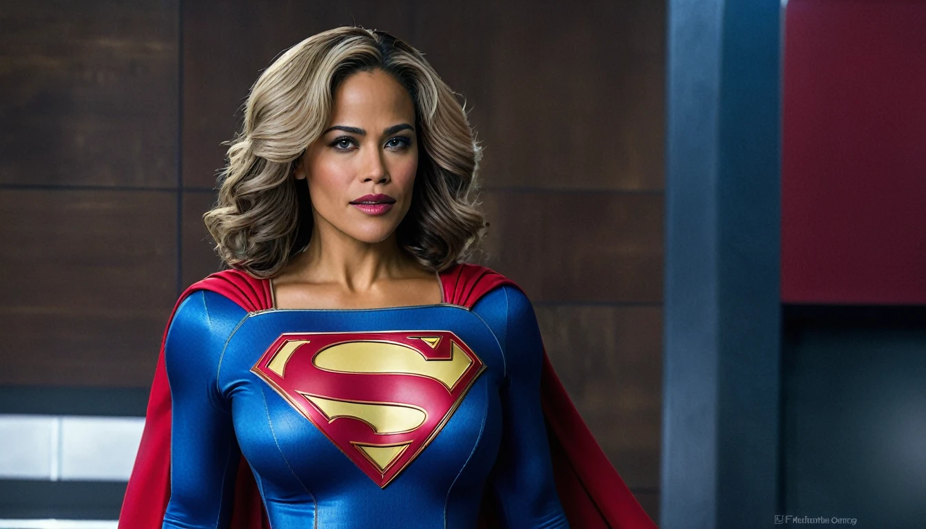 super ???????; Paula Patton Supergirl 1984s movie costume;  HD. Photograph, ((realism)), extremely high quality RAW photograph, ultra detailed photograph, sharp focus, high resolution, (detailed skin:1,3),high quality, film grain, Fujifilm XT3,Highly Detailed, movie, (Cinematic Photo:1.3) of (Realistic:1.3). Super ???????.