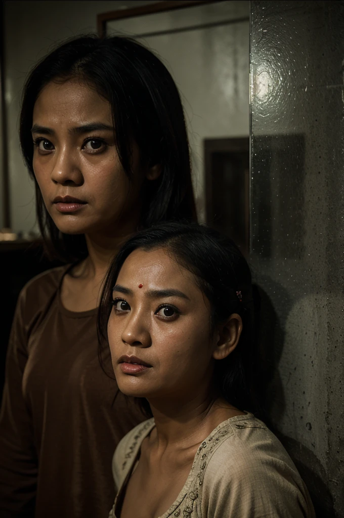 a masterpiece of a horror comedy genre film played by various Indonesian actors with extraordinary design and there is an inscription entitled "KESETANAN" under the picture, clear HD photography technique