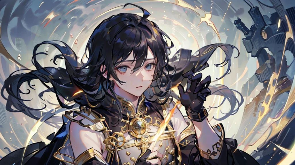High resolution,超High resolution,8K, Highest quality, masterpiece, Very detailed, Studio Lighting, Physically Based Rendering, One boy, alone,
One boy, Ancient costume, gloves, Black Hair, Long Hair, Upper Body,