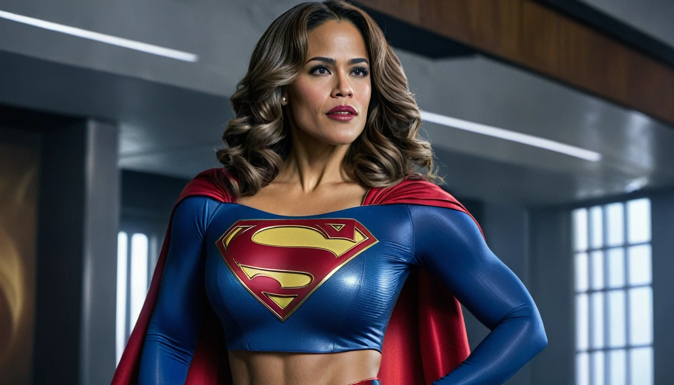 super breasts; Paula Patton Supergirl 1984s movie costume;  HD. Photograph, ((realism)), extremely high quality RAW photograph, ultra detailed photograph, sharp focus, high resolution, (detailed skin:1,3),high quality, film grain, Fujifilm XT3,Highly Detailed, movie, (Cinematic Photo:1.3) of (Realistic:1.3). Super breasts.