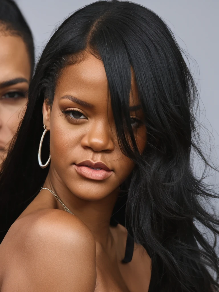 Creates a perfect replica of Rihanna's image as if it were the original one she is in. 100% 真实感 .point 100% os pixels .no maximum 100% resolution. 100% em HD. and 100% of details. 100%. Imperfection. 100% of perfectionism. And that it is the most perfect photo, more beautiful than the original and that she is wearing a pink outfit and torn pink panties showing her private parts and her breasts