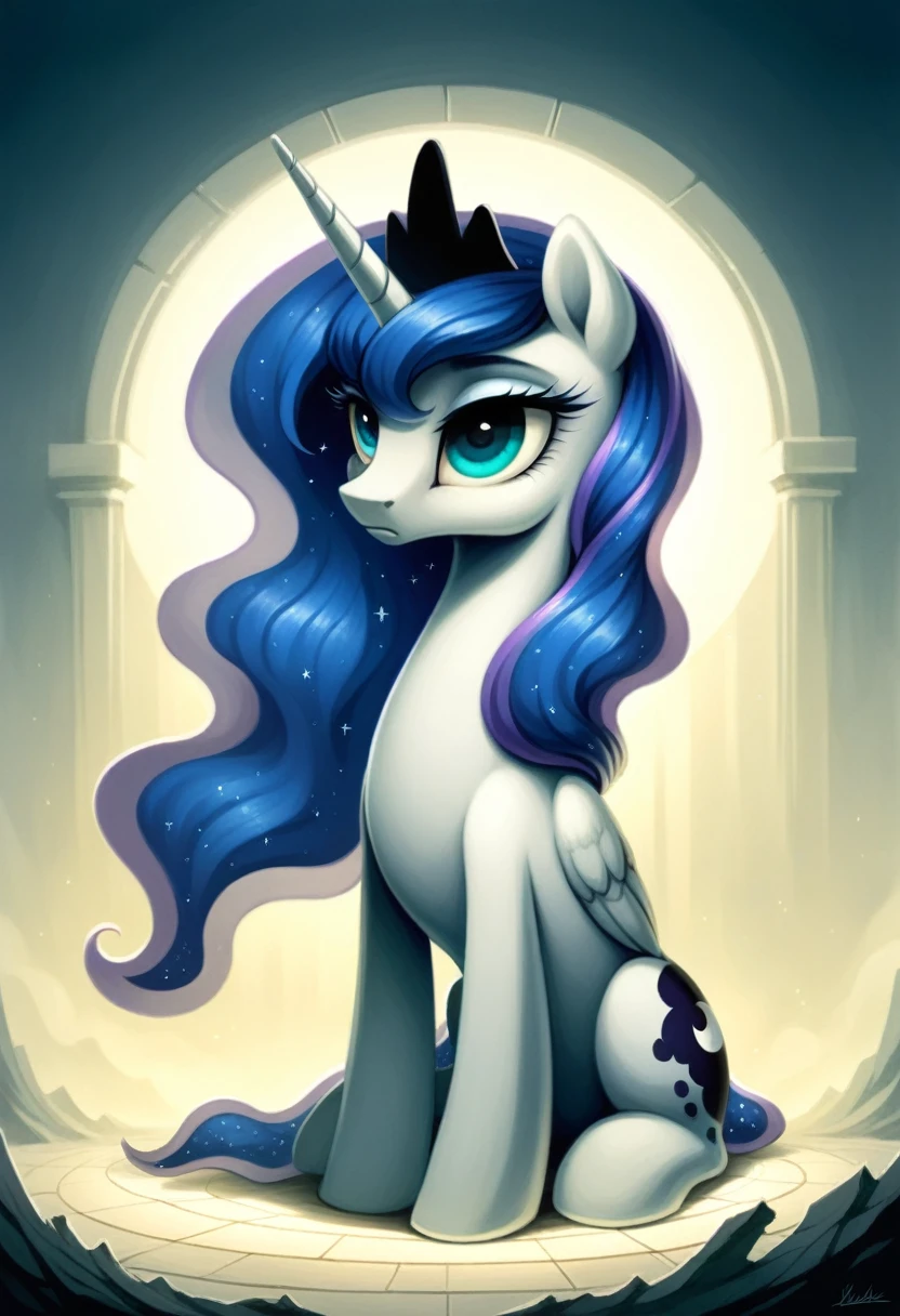 princess_luna_(mlp), luna furry, detailed and extremely fluffy body fur, masterpiece, detailed background, happy,