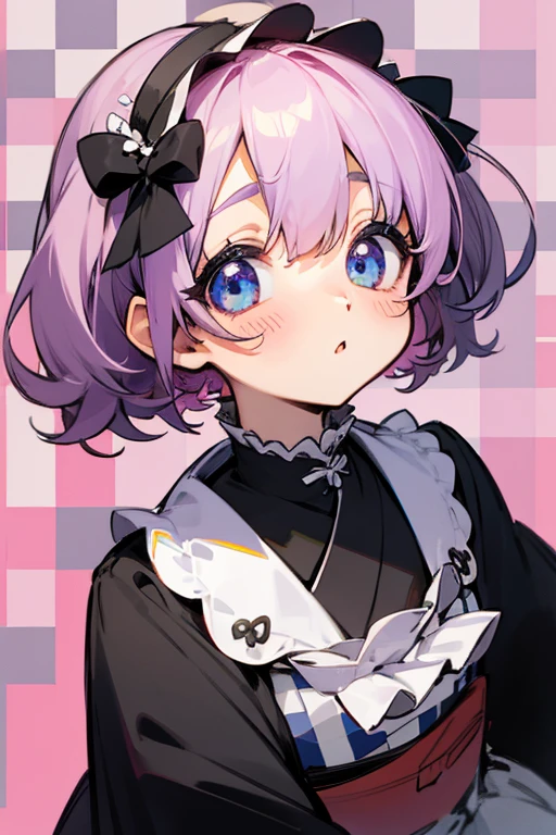 MS. cute、Taisho、Checkerboard Pattern、Beautiful Eyes、Embarrassing、(Looking up)