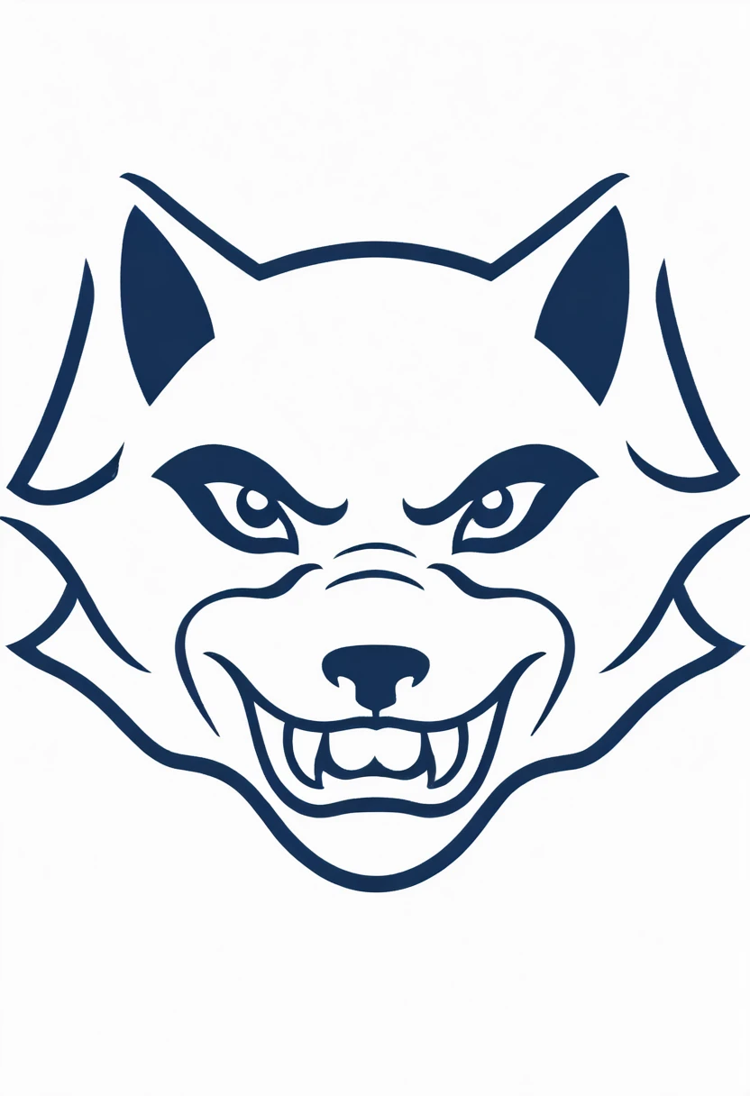 Black Beige Navy Illustrated Werewolf, logo on White sheet, perfect logo, face only
