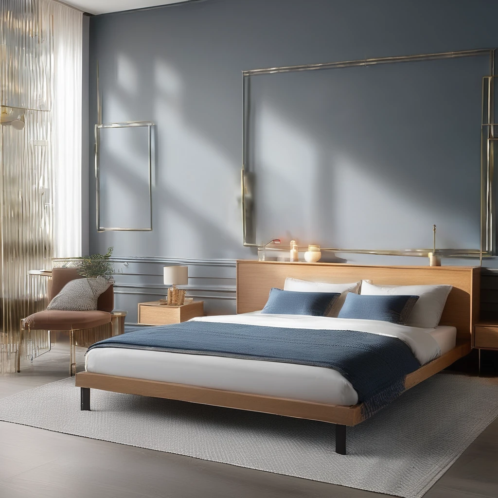 there is a bed with a blanket on it in a room, cozy bed, minimalistic and beautiful, natural light in room, pristine and clean design, small bed not made, soft grey and blue natural light, serene bedroom setting, clean and pristine design, white bed, un made bed, minimalistic design, bedroom background, in a bedroom, cozy and calm