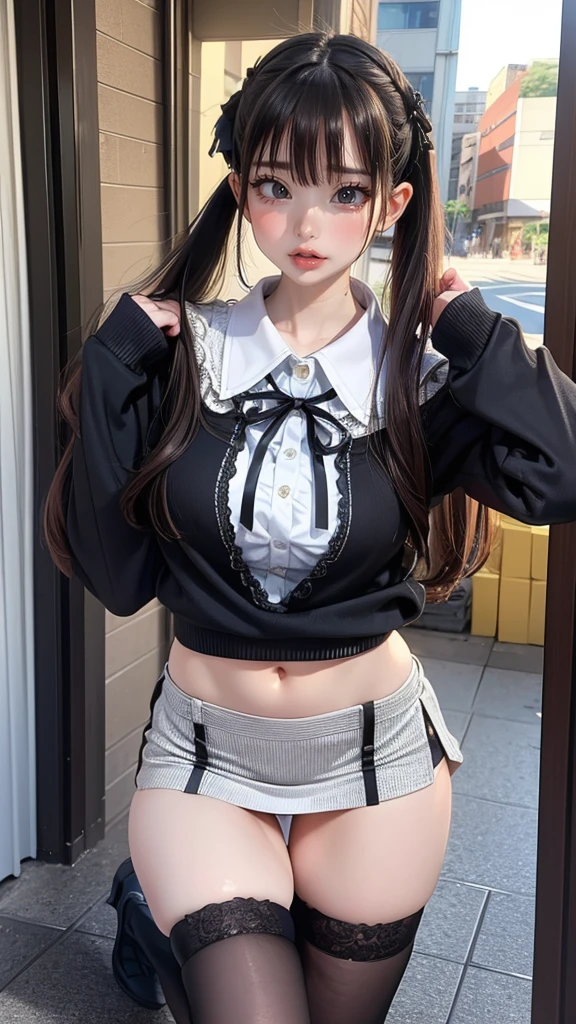 (random porn pose),(Thin type:1.8),(big breasts),(random hairstyle),(Highest image quality,(8k),ultra-realistic,best quality, high quality, high definition, high quality texture,high detail,beautiful detailed,fine detailed,extremely detailed cg,detailed texture,a realistic representation of the face,masterpiece,Sense of presence),sweater,tight mini skirt,stockings,Engineer boot