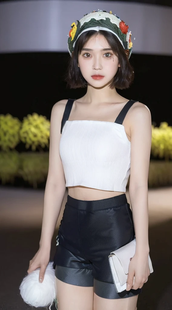 (best quality:1.4), (ultra highres:1.2), (photorealistic:1.4), (8k, RAW photo:1.2), (1girl), (model pose),(face to waist:1.6), (short hair:1.5), wearing (plain white shirt:1.3) and  (black KangKengChang pants with big white elephant pattern :1.3), (on sky scrapper:1.5), (tall buildings:1.3) <lora:koreanDollLikeness_v10:0.3>, <lora:KangKengChangV3:0.7>