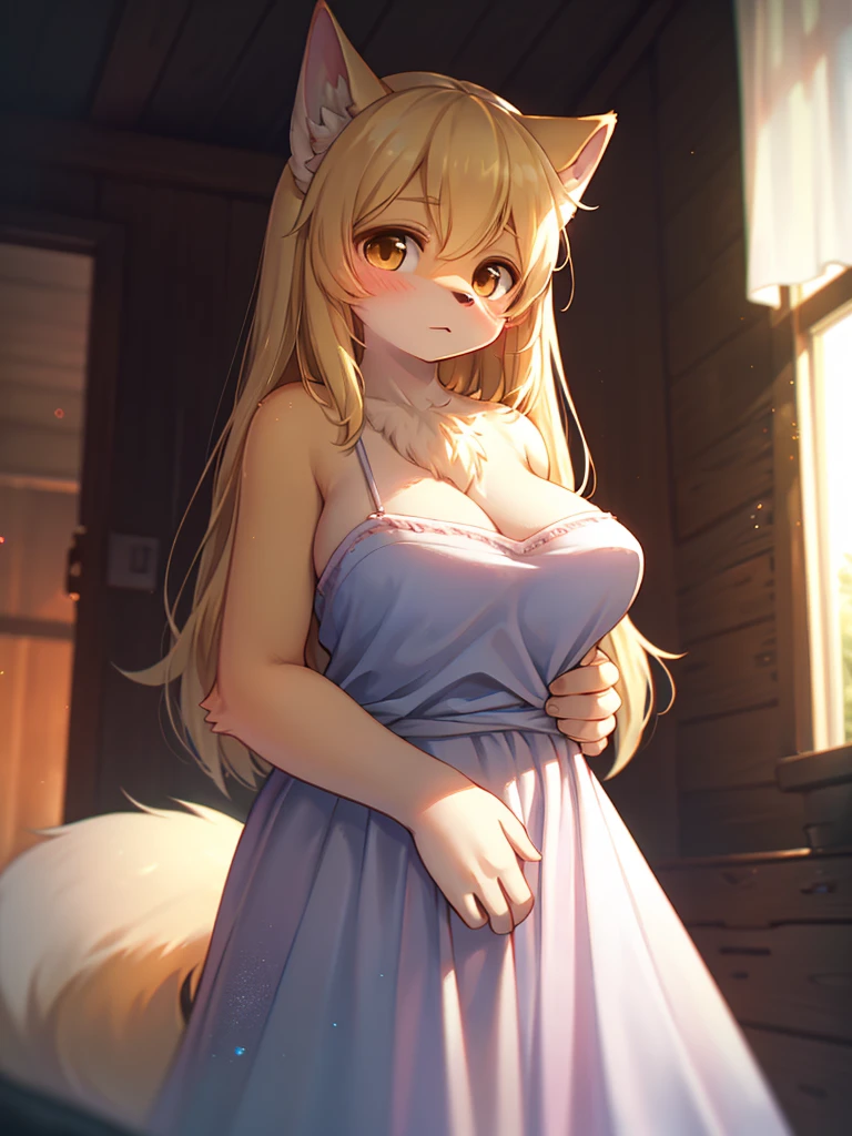 (Sumilux f1.4 75mm , low Latitude old color negative film , cross process , bokeh, flare, chromatic aberration , soft focus, (Shallow focus) , soft glow , Maximum aperture, High Key , Transparent depiction) , blond Mature wolf girl , hide with hand , (freckles:0.7) , in the Abandoned house , (Spirit photography , sheet ghost) , Holding two apart melons , Tamponade