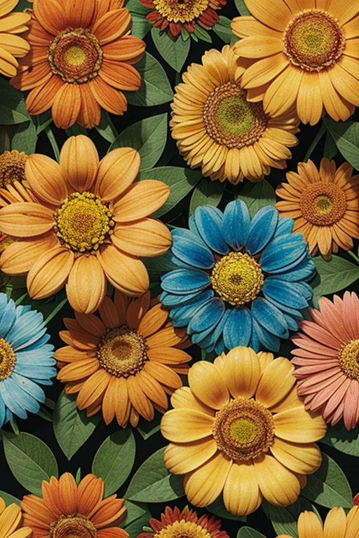endless seamless pattern flowers, bright shades