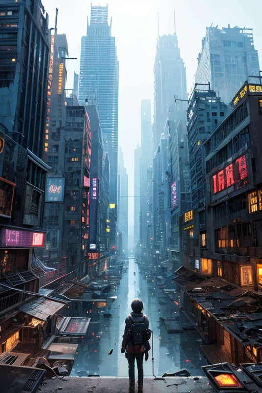 Highest quality、A ruined futuristic city、dim、Surrealism