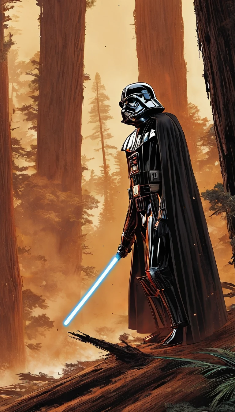 cinematic art by (dan mumford:1.3) style,(close up:1.1) How does Darth Vader like his toast? On the dark side.,exquisite anatomy and posture, 8k uhd, (nsfw:1.2)