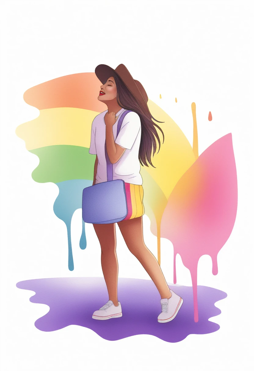 a woman is holding a rainbow flag in front of a colorful splash of watercolor, queer woman, lgbt art, pride month, lgbtq, lgbt, lgbt flag, colorfull illustration, gay pride, colorful illustration, woman crying rainbow paint, pride flag in background, pride parade, 🚀🌈🤩, gay rights, colorful digital painting, rainbow clothes, colourful drawing, colorfull painting, prideful, ( ( ( rainbow ) ) )