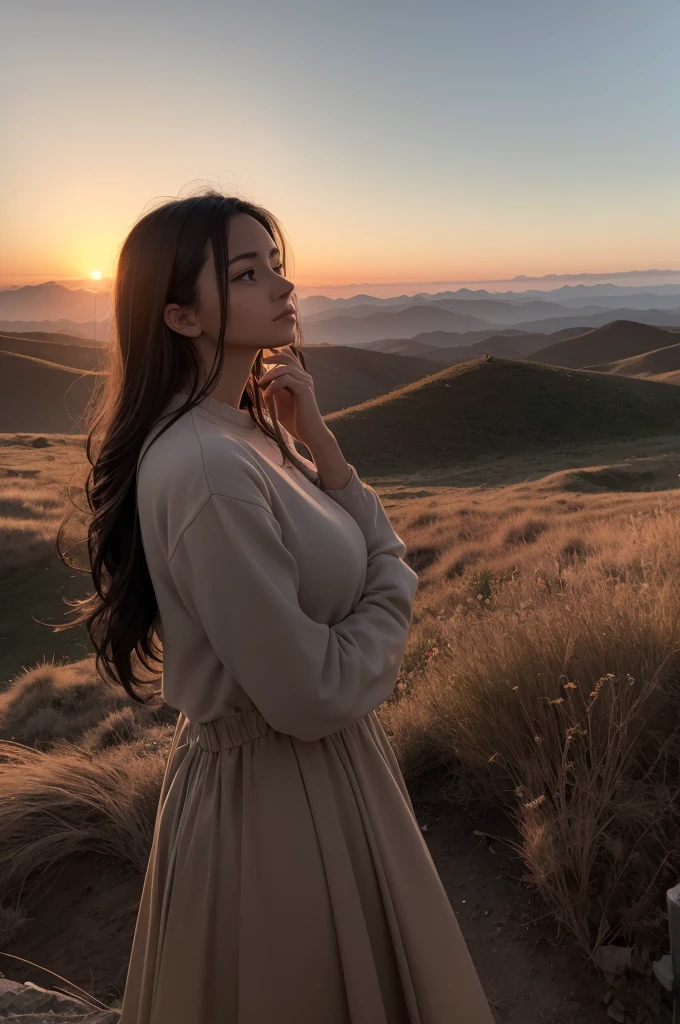 Image of a woman contemplating the dawn