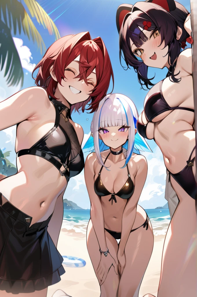 Masterpiece, best quality,3 girl,
bikini, cute pose,smile,gothic
Official style, nijisanji,ange Katrina,inui toko,lize helesta, beach 