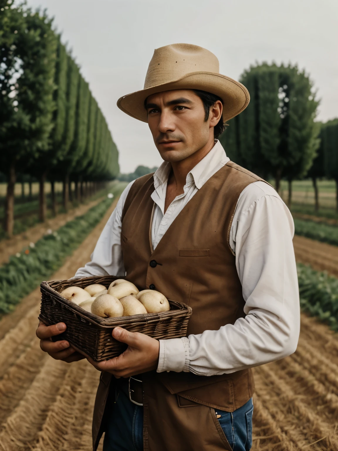 He was born on a farm in France during the French Revolution.、Farmer's , Farmer harvesting wheat field、working pose, 1 male French old man, 60 age-old, Farmer harvesting wheat field, working in the fields、sunset, super detail, high details, high quality, UHD, accurate, anatomically correct, textured skin, beautiful fingers super detail, high details, high quality, best quality