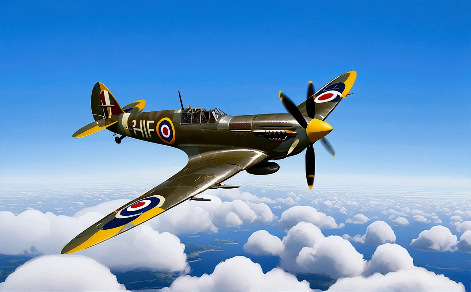 world war 2 flying spitfire aircraft , isolated sky background solid white background, leonardo illustration, vector style , ghibli