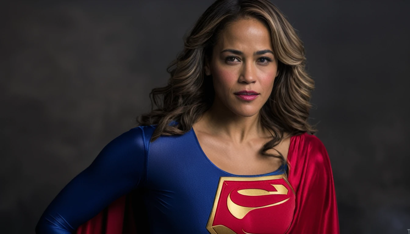 powerful and confident; Paula Patton Supergirl 1984s movie costume; HD. Photograph, ((realism)), extremely high quality RAW photograph, ultra detailed photograph, sharp focus, high resolution, (detailed skin:1,3),high quality, film grain, Fujifilm XT3,Highly Detailed, movie, (Cinematic Photo:1.3) of (Realistic:1.3). Super breasts.