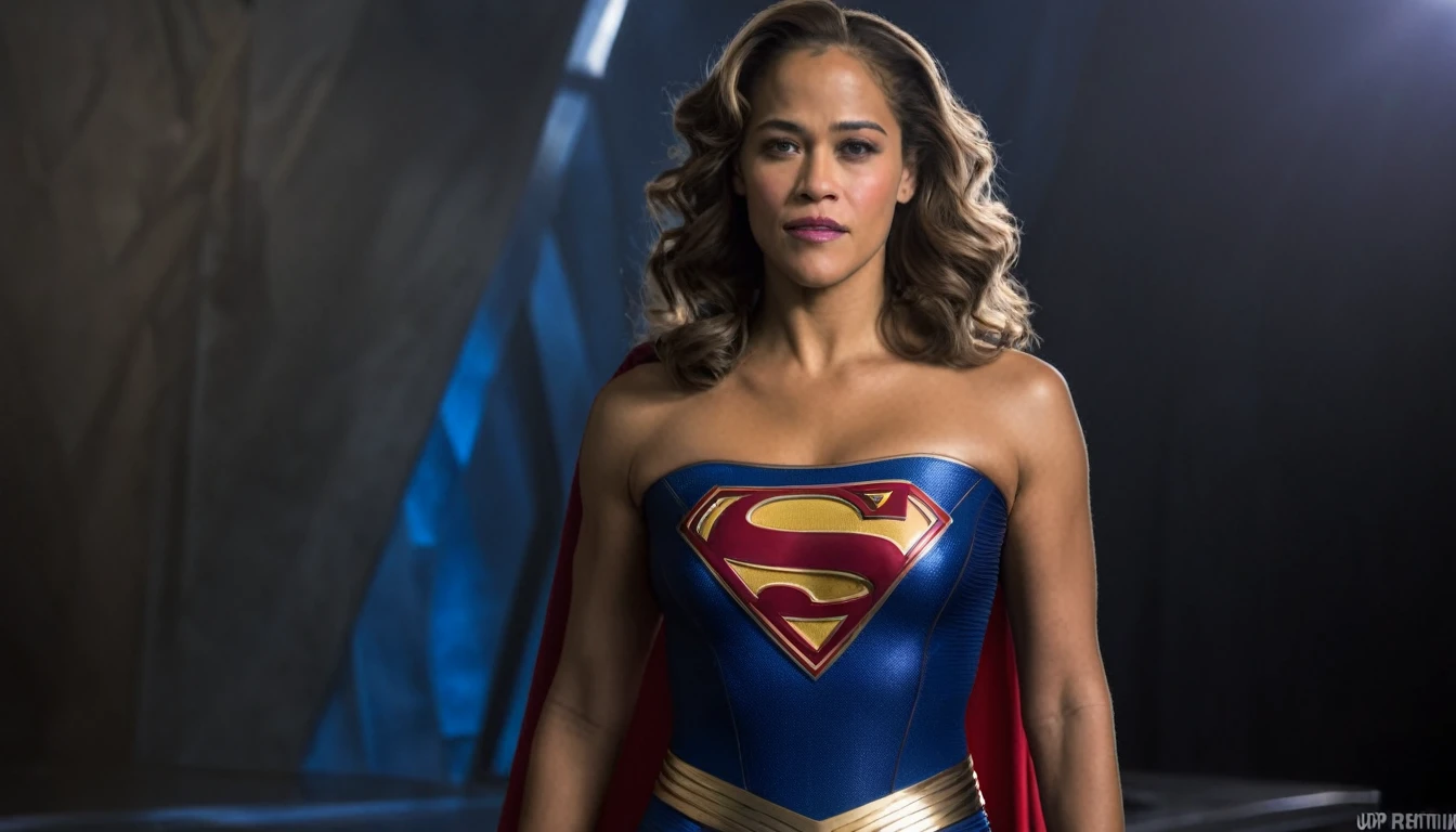 powerful and confident; Paula Patton Supergirl 1984s movie costume; HD. Photograph, ((realism)), extremely high quality RAW photograph, ultra detailed photograph, sharp focus, high resolution, (detailed skin:1,3),high quality, film grain, Fujifilm XT3,Highly Detailed, movie, (Cinematic Photo:1.3) of (Realistic:1.3). Super breasts.