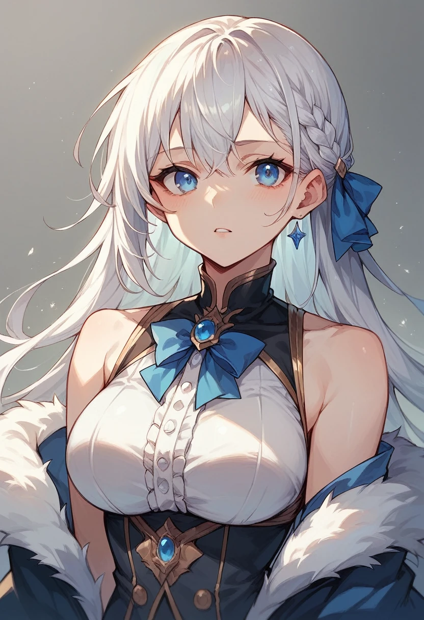 Satoru gojo girl. White hair. Blue eyes