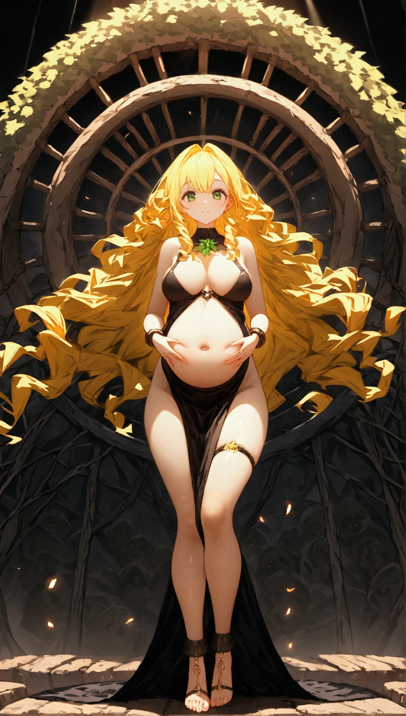 Anime. 1 Girl. Cute girl. Slave. Pregnant. Blonde hair. Long hair. Wavy hair. Green eyes. Beautiful eyes. Perfect eyes. Expressive eyes. Ideal face. Beautiful nose. . Medium breasts. Beautiful breasts. Standing. Standing in a slave market. Full height. Slum. Slave market. Many people. Beautiful character design. Shiny skin. full body nswf. Official art. Extremely detailed CG Unity 8k wallpaper. Ideal lighting. Ultra high resolution 4K. Super detailed 8K resolution. A high resolution.