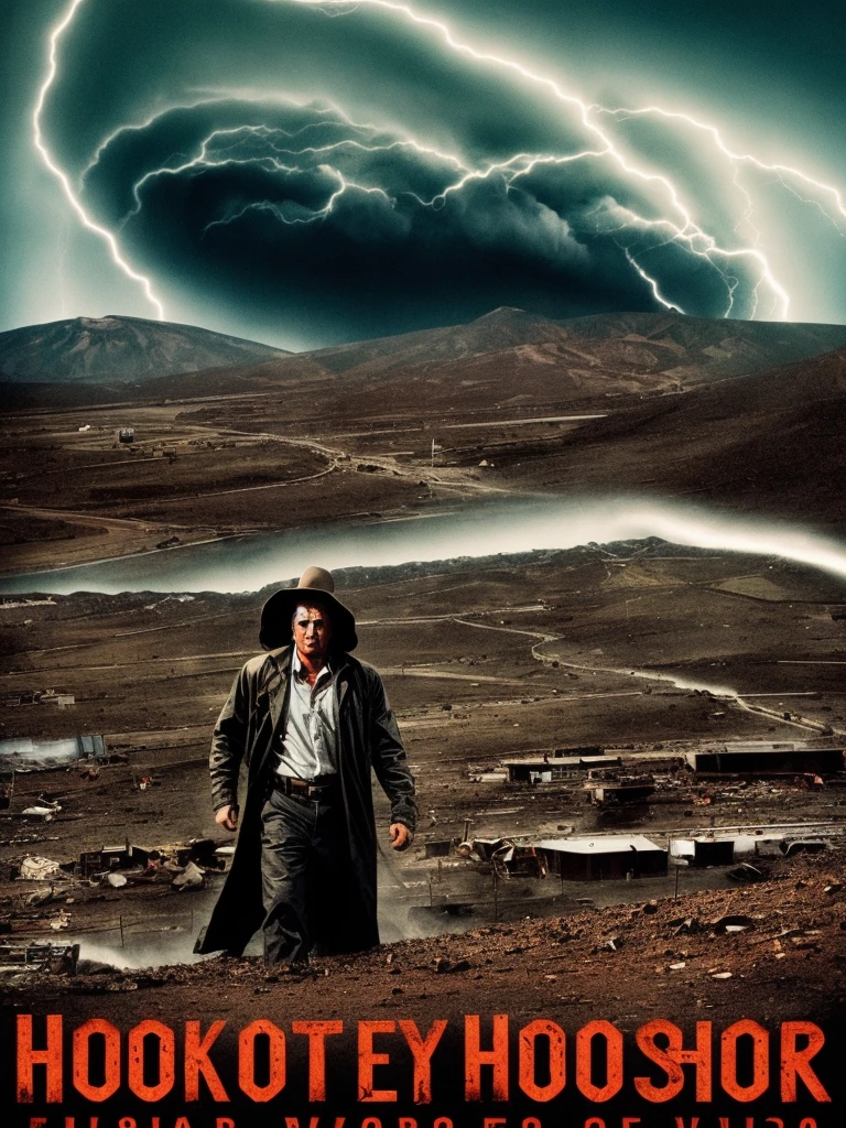 film poster for horror pseudo mockumentary found footage, (the twister), American horror film, a meteorological crew researching storms in the Rocky Mountains, mega tornado disaster, scary and tense documentation, researching the speed of a tornado, surviving in the middle of a giant storm, tornado terror threatening, falling victims, Lilapsophobia, heavy rain, film posters, American horror film posters, 1999 films