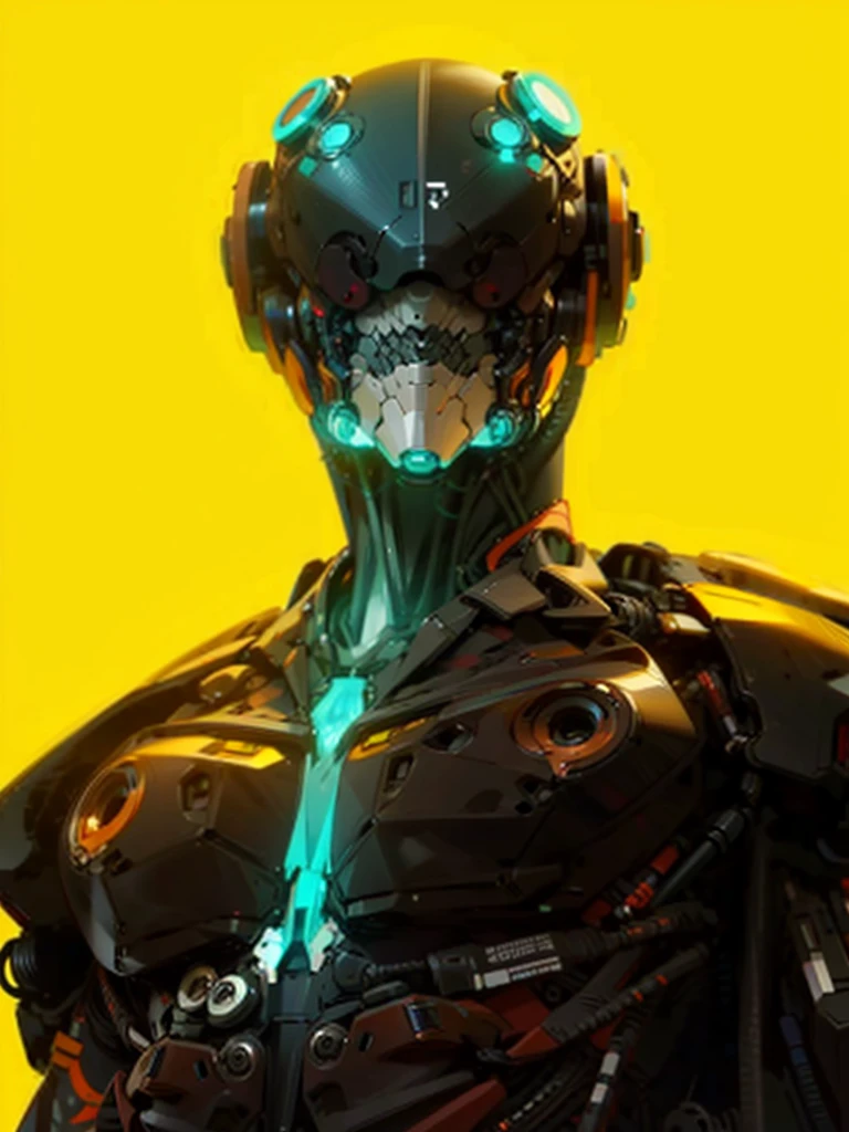 dark_imaginary,cyberpunk,(Saw,Saw man,red:1.1),1man, Jamhama is a mechanical marvel,Robotic presence,Cyber Guardian, Dark cyberpunk