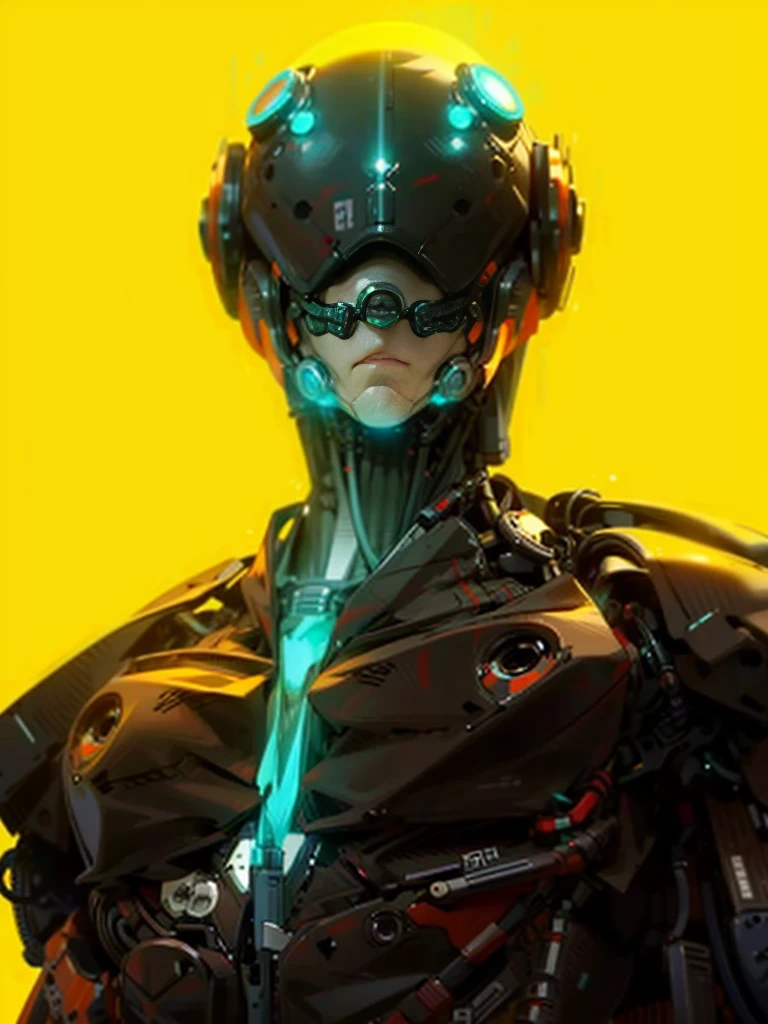 dark_imaginary,cyberpunk,(Saw,Saw man,red:1.1),1man, Jamhama is a mechanical marvel,Robotic presence,Cyber Guardian, Dark cyberpunk