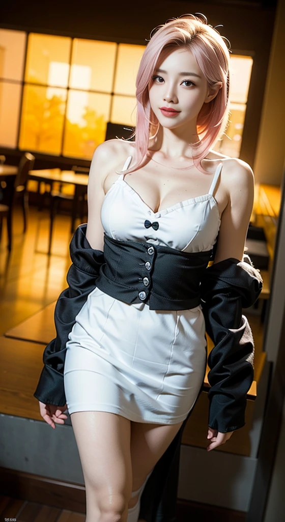 ((Bare shoulders)), ((Full breasts)), ((The skirt is short)), ((Sexy legs)), ((knee shot)), ((Standing, Elegant posture)), 1girl,独奏, 1girl, Cute Girl, Beauty, Practical, Fashion Girl, Red lips, Mature women, Exquisite makeup, big eyes, beautiful, (best quality, masterpiece:1.2), Extremely detailed, (Practical:1.37), ((Random Scenes, Random shooting angle)), ((Sexy long legs)), Young and energetic, Charming model, (Exquisite eyes, Delicate lips), Show a bright smile, Create stunning girl images, warm color, Extremely saturated colors, Official Art, Extremely detailed的 CG, Unity 8K wallpaper, (High Dynamic Range :1.4), (Movie atmosphere),(Soft colors), (Natural skin texture, ultra-Practical, Soft Light, sharp),(Very detailed), night, moonlight